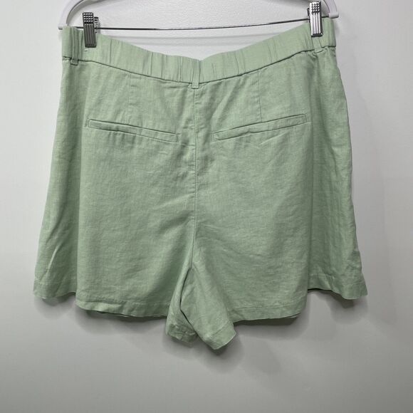 Abercrombie & Fitch AF Relaxed Green Linen Blend Pleated Shorts NWT Preppy L‎ - Picture 7 of 12
